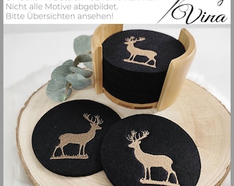 Hirsch Stickdatei Set – 11 Dateien – Shabby, Vollstick, Kontur & ITH Anhänger – Stickdatei ab 10×10