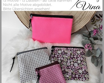 Blank ITH Bag Embroidery Design | Zipper Pouch In the Hoop Pattern | Makeup Clutch Sewing Machine Files