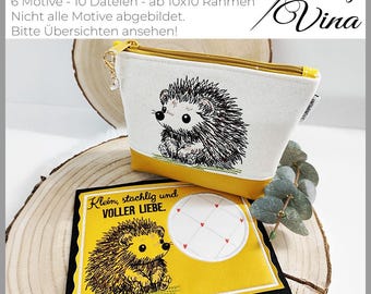 Embroidery File Hedgehog Set | Shabby and Scribble Style 6 Designs | Gift for Animal Lovers