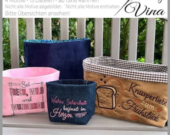Bread Basket Utensilo Embroidery Files Full Stitch | ITH Kitchen Design Fits 13x18 Hoop | Gift for Home Bakers