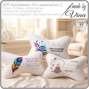 Reading Bone Embroidery Designs | Monoline / Oneline and Fill Stitch | Gift for Book Lovers | ITH Neck Pillow Files 4x4 and 6x10 Hoop