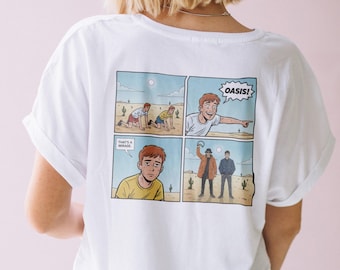 Camiseta de cómic Oasis Mirage / Camiseta de rock de los 90 de Liam Noel Gallagher