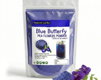 Organic Butterfly Pea Flower Powder – Clitoria Ternatea | Natural Blue Food Coloring | Herbal Tea for Lattes & Baking
