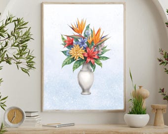 Bird of Paradise Flowers (11.7 x 16.5 Inches)