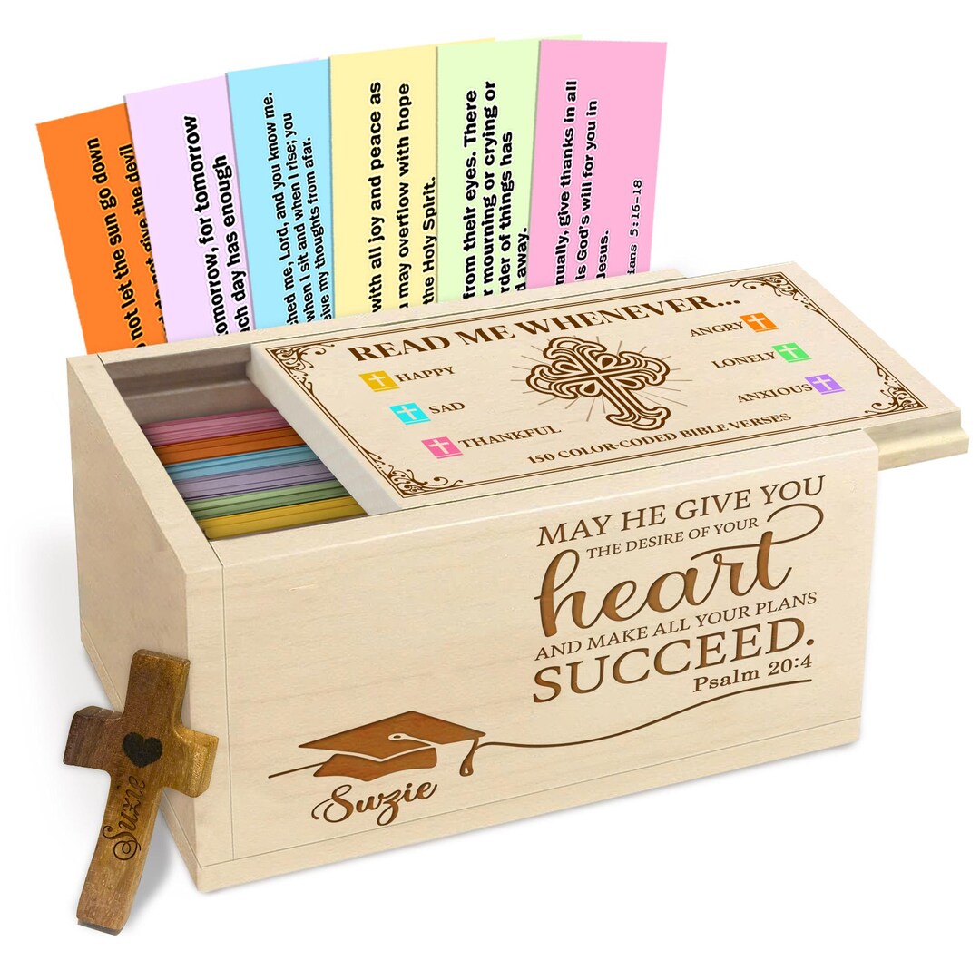 Scripture Labels Graduation Personalized Graduation Bible Verse Box – Christian Graduation Gift for ...