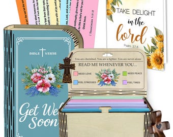 Caja con versículos bíblicos "Que te mejores pronto", 150 tarjetas bíblicas, regalo cristiano de sanación y recuperación