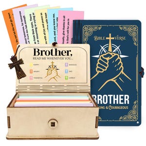 Bible Verse Card in Box for Brother – 150 Color Coded Scripture Cards, Faith Gift