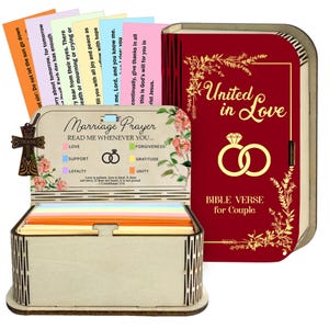 Marriage Bible Verse Box – Wooden Scripture Cards for Couples, 150 Marriage Inspirational Verses, Christian Gift, Wedding & Anniversary