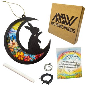 Rabbit Memorial Suncatcher, Personalized Bunny Loss Gift - Rainbow Bridge Pet Keepsake, Sympathy Gift for Loss of Rabbit