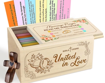 Marriage Prayer Box: Maple Wood, Bible Verse Cards & Prayer Cross