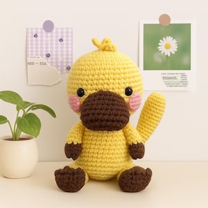 Joli motif au crochet ornithorynque jaune - Tutoriel PDF animal Amigurumi