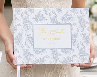 Libro de firmas personalizado para bodas con nombres, libro de firmas floral personalizado, recuerdo de boda de tapa dura, elegante decoración botánica, regalo único para parejas