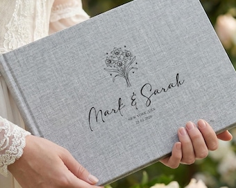 Personalized Wedding Guest Book, Custom Linen Guest Book, Wedding Memory Book, Bridal Shower Guestbook, Wedding Keepsake Album,Keepsake Book