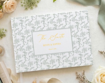 Libro degli ospiti per matrimoni con decorazioni floreali personalizzate, ricordo personalizzato con copertina rigida, album di nozze con copertina rigida, regalo unico per addio al nubilato, decorazioni moderne per matrimoni.