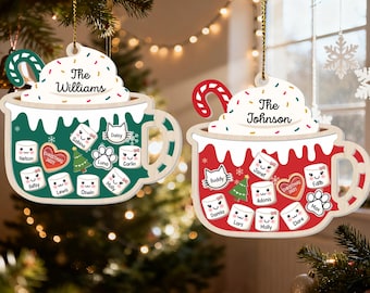 4D Shake Family Ornament With Pets, Custom Marshmallows Family Shaker Ornament, Family Ornament 2025, Family Keepsake, Family Christmas Gift
