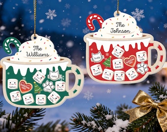 Personalized 4D Shake Family Ornament With Pets, Marshmallows Family Shaker Ornament, Family Ornament 2025, Family Keepsake, Christmas Gifts
