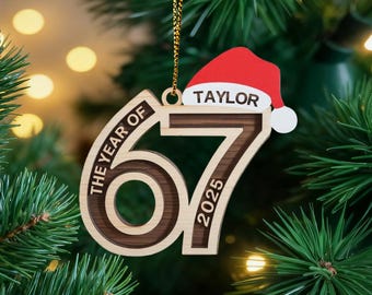 Custom Name Viral 67 Acrylic Ornament, Six Seven Ornament, Personalized Ornament Funny Teen Grandkid Gift, Gen Alpha Humor, 67 Meme Ornament