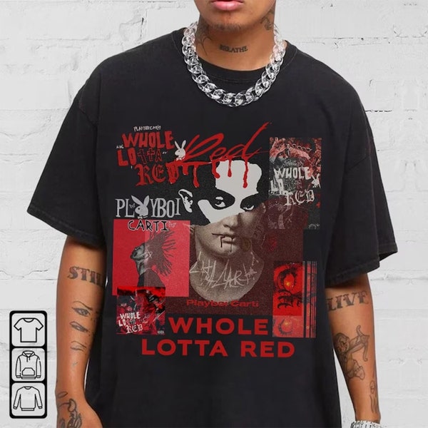 Playboi Carti Whole Lotta Red Album 90s Rap Music Shirt, Bootleg Rapper Album Vintage Y2K Sweatshirt, Retro Unisex Hoodie