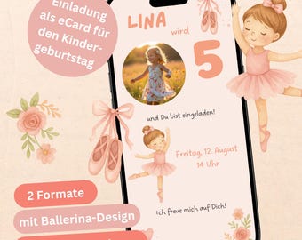 Aniversário Infantil Bailarina | Cartão Eletrônico para Festa Dançante | Convite Digital Personalizado | Convite para WhatsApp