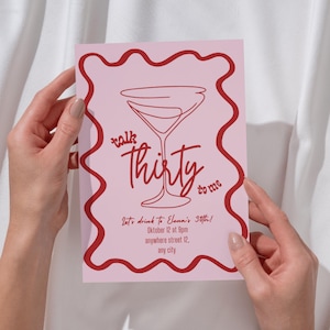 Inbjudan till 30-årsdag | Cocktailkort "Prata Thirty To Me" | Digital födelsedagsinbjudan | Direkt nedladdning - Anpassningsbar