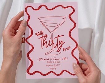 30th Birthday Invitation | "Talk Thirty To Me" Cocktail Card | Digital Birthday Invitation | Instant Download - Customizable