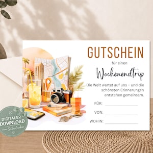 Weekend Trip Voucher PDF | Printable Travel Voucher | Time Instead of Things | Weekend for Two | Small Gift | E528