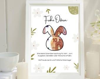 Geldgeschenk digital zu Ostern | Hasenkontur zum Ausschneiden | Kreatives Oster-Geschenk |Zum Ausdrucken | PDF Vorlage | W119