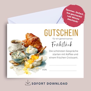 Cupón de desayuno imprimible | Desayuno juntos | Tiempo en lugar de cosas | Idea de regalo | Descarga instantánea | Regalo de última hora | E542