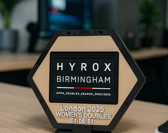 Soporte para parches HYROX / Porta medallas de carrera personalizadas (pared/escritorio)