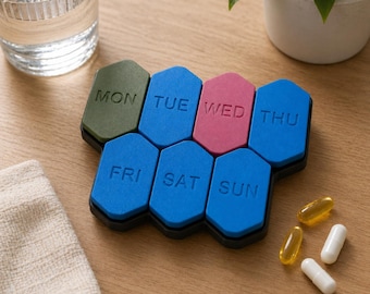 Grote wekelijkse pillendoos | Grab & Go AM PM-reispillendoos | Modulaire vitaminekoffer met veilig deksel