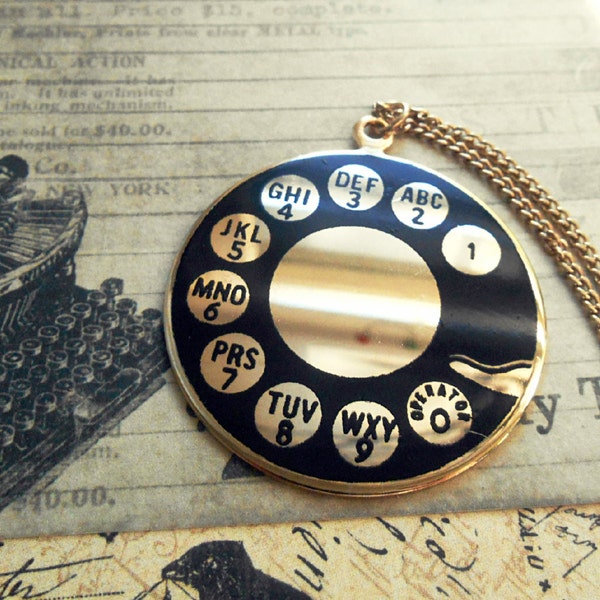Telephone Necklace, Large Vintage Telephone, Rotary Dial, Necklace