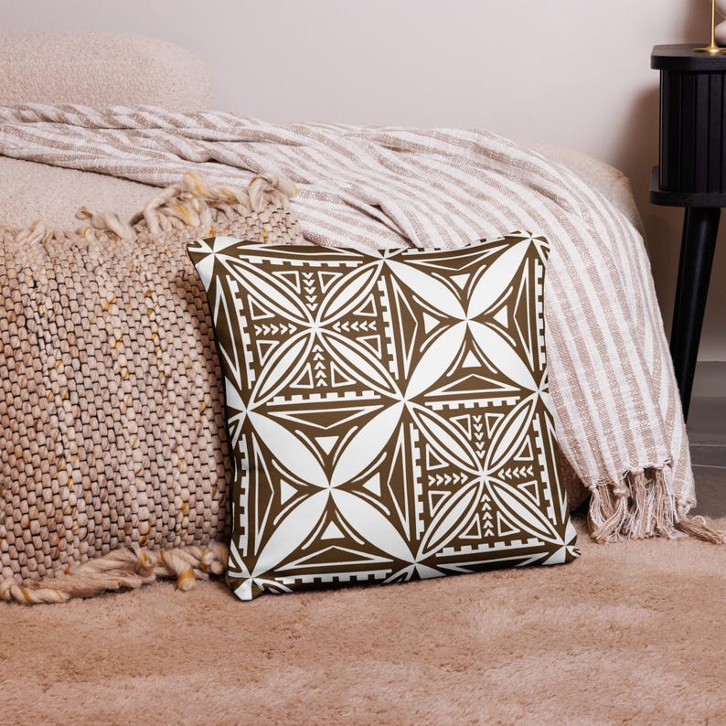 Brown Samoan Design Pillow Case