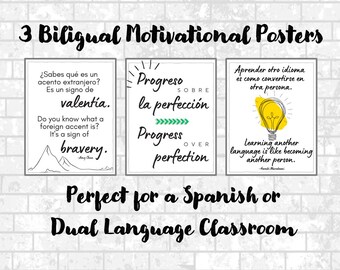 Printable Bilingual Motivational Posters for Classrooms
