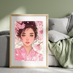 Kawaii Sakura Girl – Pastel Anime Art Printable