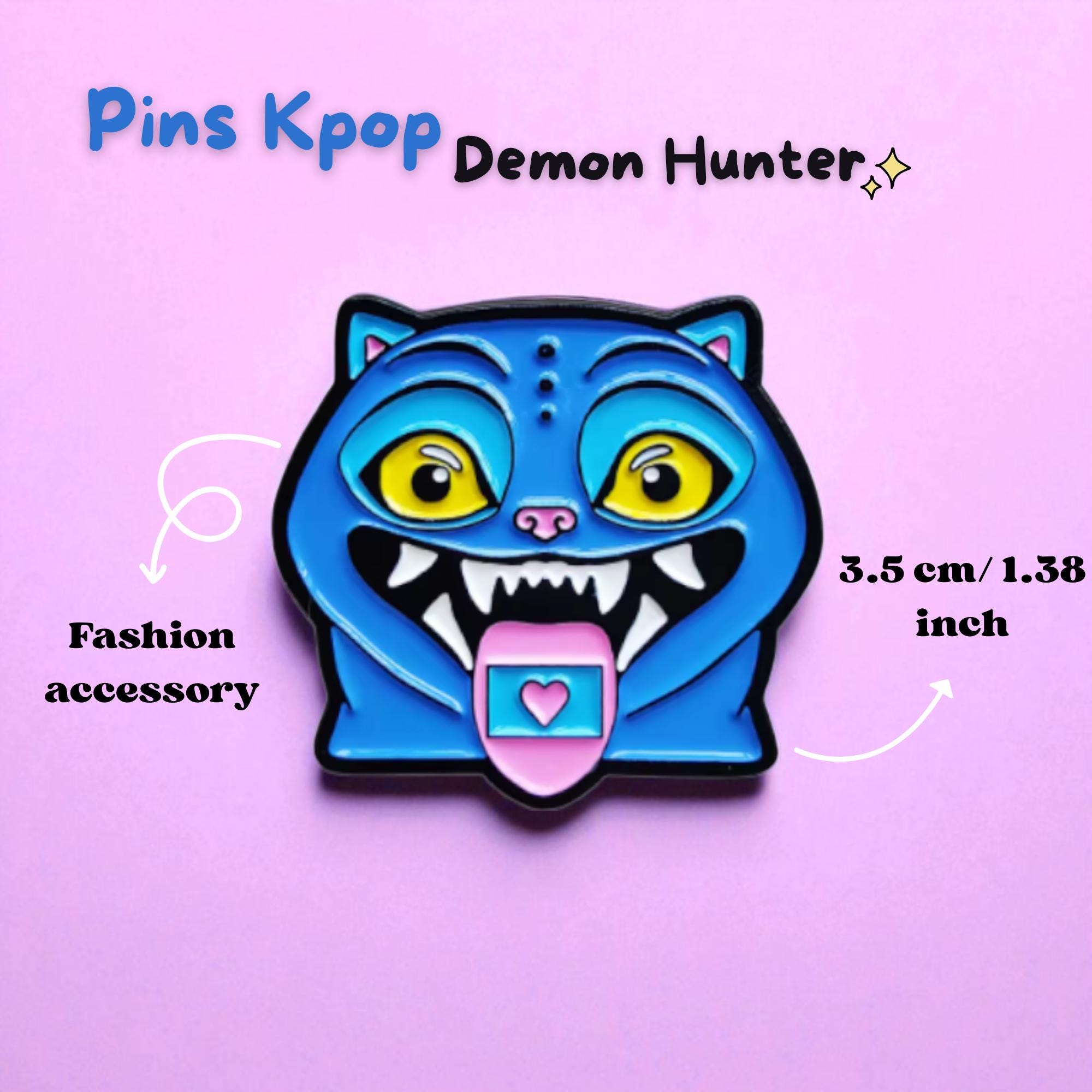 Derpy Tiger Enamel Pin, Kpop Demon Hunter Series, Cute Blue Tiger
