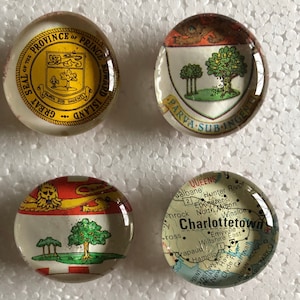 Set of 4 Prince Edward Island Glass Magnets - souvenir- home office