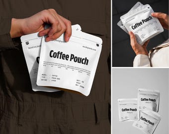 Kaffeebeutel Mockup Bündel: Cafe Branding und Verpackung PSD Vorlage (Digitaler Download)