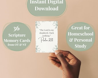 Printable Scripture Cards: Bible Verse Memory, Homeschool & Devotion (PDF Download)
