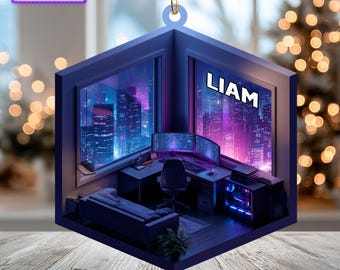 Benutzerdefinierte Name Programmierer Büro Arbeitsplatz Weihnachtsverzierung, 2D Wohnung Weihnachtsbaum Hängen Dekor, Moderne Coding Schreibtisch Szene Urlaub Geschenkidee