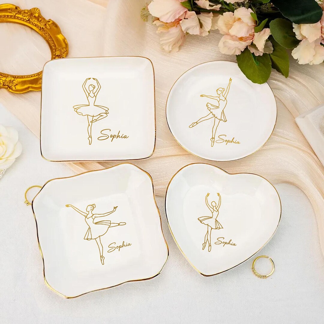 Personalized Ballet Ring Dish for Dancer, Custom Dance Jewelry Dish ...