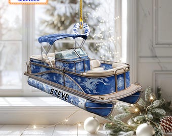 Adorno de embarcación personalizado, decoración navideña de lancha rápida, adorno de lancha motora con nombre personalizado, regalo navideño de barco del amor para navegantes
