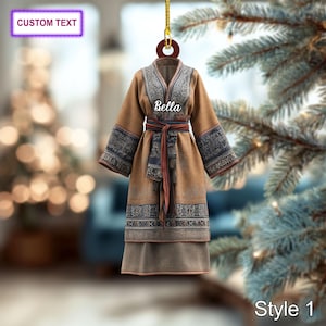 Custom Name Clothing Japan Ainu Indigenous Personalized Ornament, Christmas Tree Hanging Decor, 2D Flat Acrylic Christmas Ornament Holiday