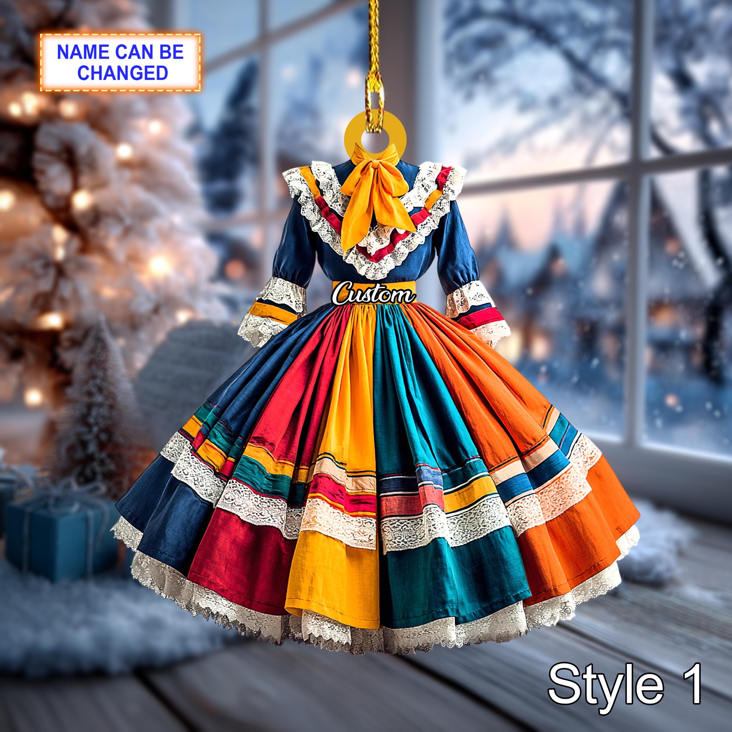 white christmas dresses Sonata Infantil Spanish Girls Santa Christmas Pattern Puffball Dress IN2237 main image 1