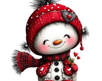 Whimsical Snowman Clipart PNG Bundle, Christmas Graphics (Digital Download)