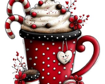 Christmas Hot Chocolate Clipart Bundle, Holiday Winter Graphics (Digital Download)