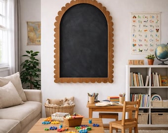 Boog geschulpt schoolbord voor thuisonderwijs Rustiek boerderijdecor handgemaakt houten krijtbord geschulpt