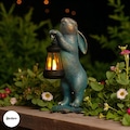 Rabbit Garden Lantern For Garden Decor | Outdoor Bunny Yard Decoration with Solar LED Light | Cute Animal Ornament for Patio, Lawn & Pathway