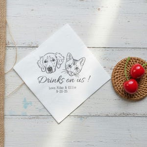 Custom Pet Portrait Wedding Napkins: Personalized Dog & Cat Party Decor