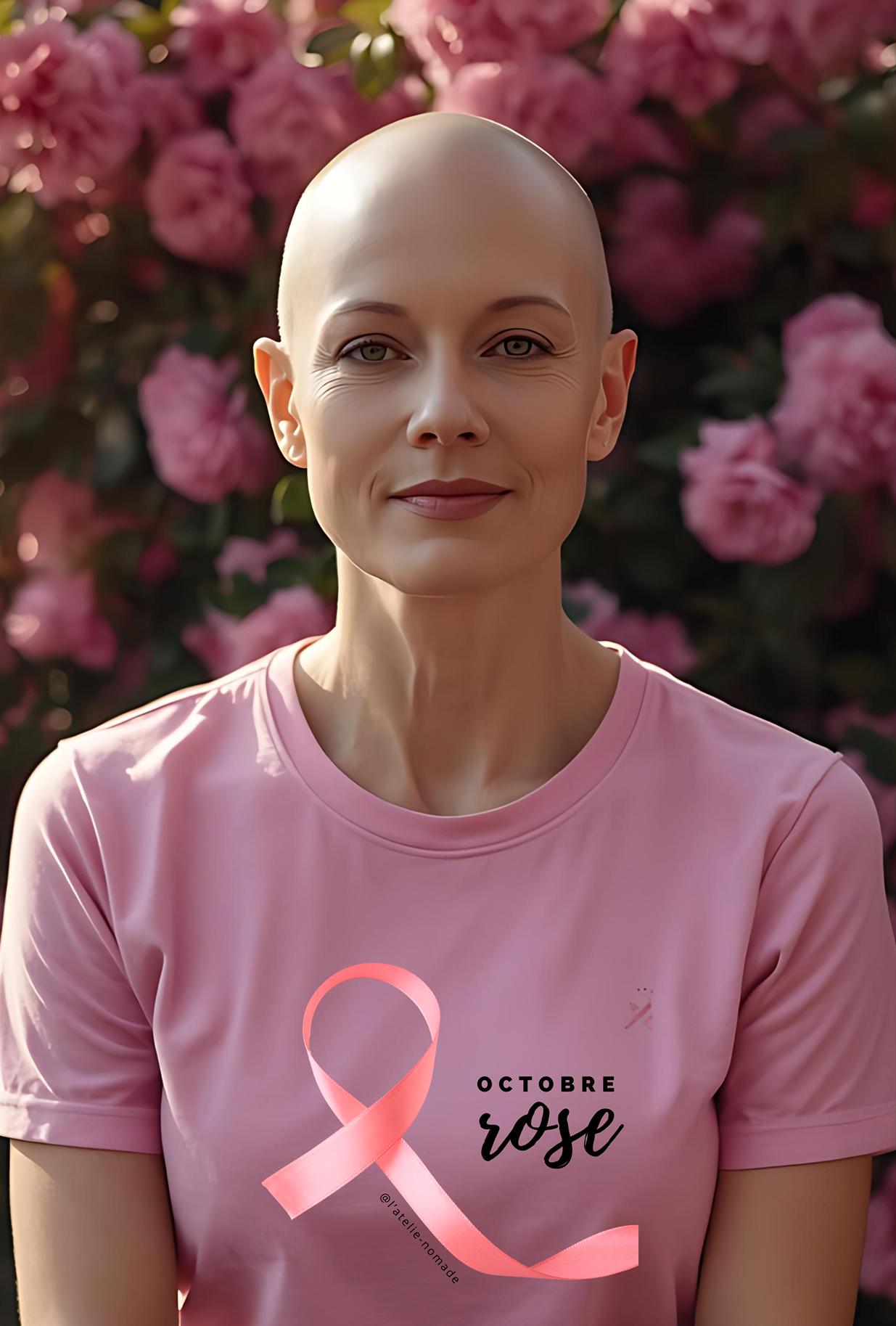 T-shirt Octobre Rose Femme 2025 – Coton – Manches Courtes – Avec Ruban Rose De Sensibilisation – Coupe Féminine Ajustée - 7