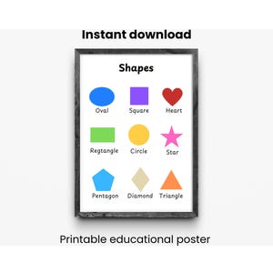 Shapes Printable Wall Art | Educational Shapes Poster for Kids | Classroom & Home Learning Decor